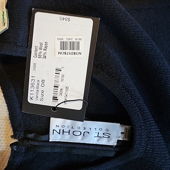 ST. JOHN COLLECTION Scoop Neck colorblock pattern knit sheath mini Dress - Picture 5 of 6